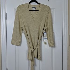 Jones New York Belted V-neck Sweater